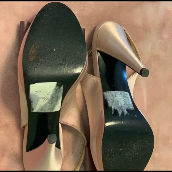 Nina satin champagne bow slingback size 5 1/2 - Picture 3 of 8
